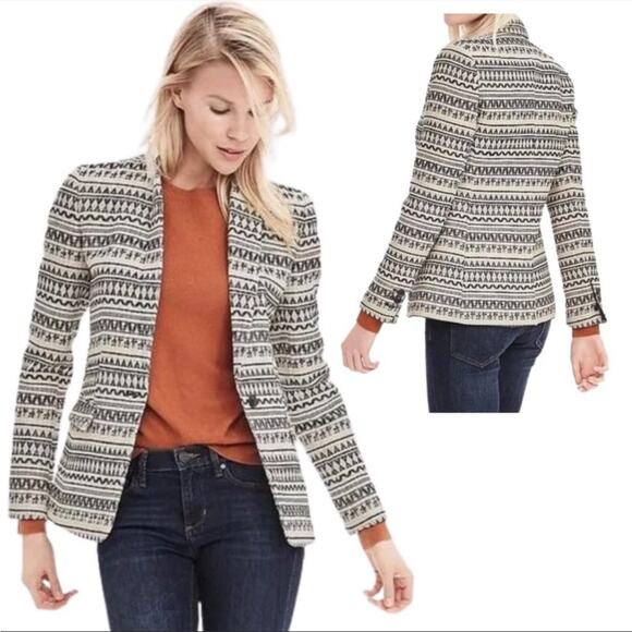 Banana Republic Womens Blazer Jacket Aztec Tribal Business Office Neutral 2 NWT - Picture 14 of 14